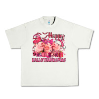 Pistachio Happy Hallothanksmas Pigs pink Urban Heavy Tee - NancyCooperArtShop