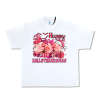 White Happy Hallothanksmas Pigs pink Urban Heavy Tee - NancyCooperArtShop
