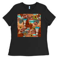 Black football hereford sunflower seamless pattern Ladies Tee - JahusDesignShop
