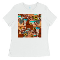 White football hereford sunflower seamless pattern Ladies Tee - JahusDesignShop