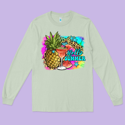 Hello Summer Long Sleeve Tee Designed By Jahusdesignshop