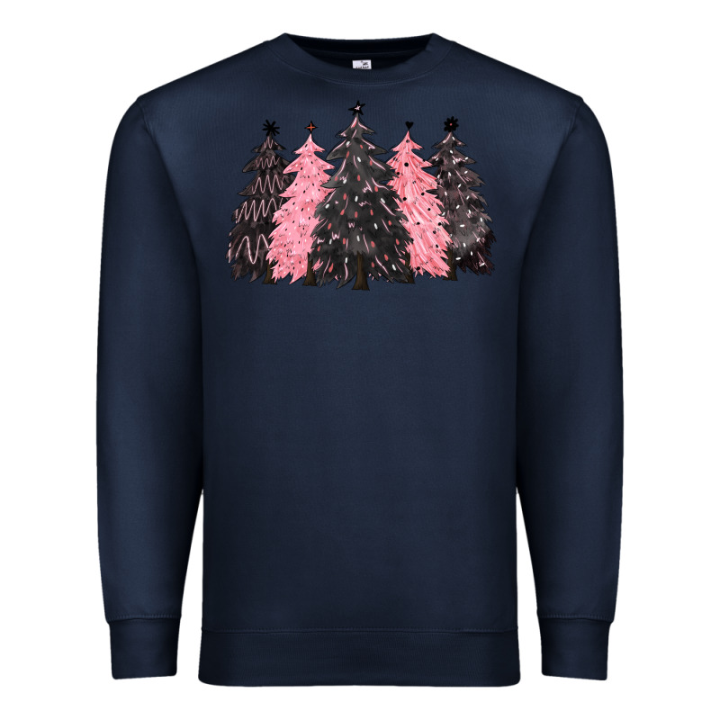 Pink Christmas Trees Premium Sweatshirt by CowGirlArtShop | Teevron
