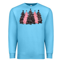 Ocean Blue pink christmas trees Premium Sweatshirt - CowGirlArtShop