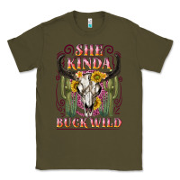 Army Green she kinda buck wild with bull skull Classic Tee - NancyCooperArtShop