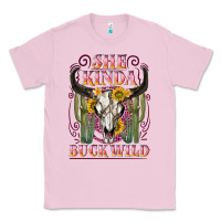 Bubblegum Pink she kinda buck wild with bull skull Classic Tee - NancyCooperArtShop