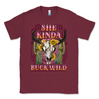 Burgundy she kinda buck wild with bull skull Classic Tee - NancyCooperArtShop