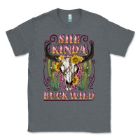 Charcoal Heather she kinda buck wild with bull skull Classic Tee - NancyCooperArtShop