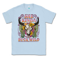 Dusty Blue she kinda buck wild with bull skull Classic Tee - NancyCooperArtShop