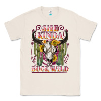 Natural she kinda buck wild with bull skull Classic Tee - NancyCooperArtShop