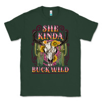 Sports Green she kinda buck wild with bull skull Classic Tee - NancyCooperArtShop