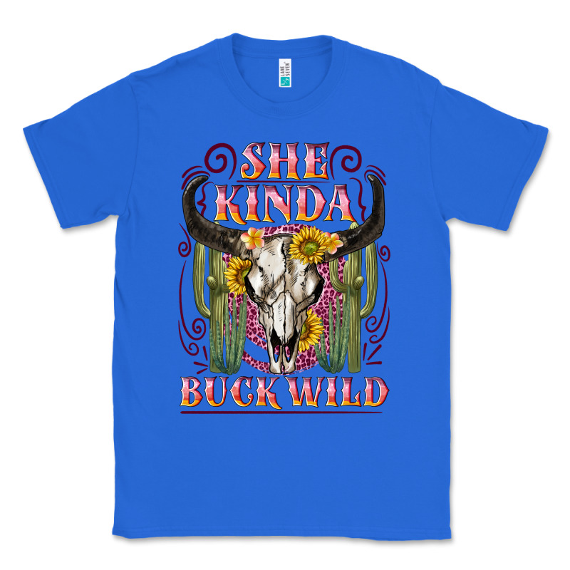 She Kinda Buck Wild With Bull Skull Classic Tee by NancyCooperArtShop | Teevron