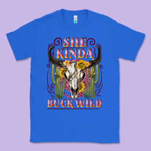 She Kinda Buck Wild With Bull Skull Classic Tee Designed By Nancycooperartshop
