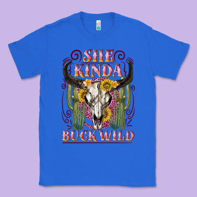 She Kinda Buck Wild With Bull Skull Classic Tee Designed By Nancycooperartshop