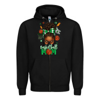 Black Basketball Mom Afro Messy Bun Zipper Hoodie - texasbilliewilder