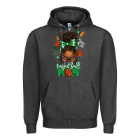 Charcoal Heather Basketball Mom Afro Messy Bun Zipper Hoodie - texasbilliewilder