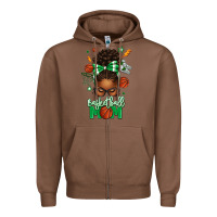 Chestnut Basketball Mom Afro Messy Bun Zipper Hoodie - texasbilliewilder