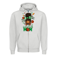 Dove Grey Basketball Mom Afro Messy Bun Zipper Hoodie - texasbilliewilder