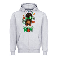 Heather Grey Basketball Mom Afro Messy Bun Zipper Hoodie - texasbilliewilder