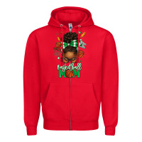 Red Basketball Mom Afro Messy Bun Zipper Hoodie - texasbilliewilder