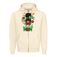 Sandshell Basketball Mom Afro Messy Bun Zipper Hoodie - texasbilliewilder