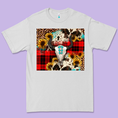 Bullskull Sunflower Premium Tee Designed By Jahusdesignshop
