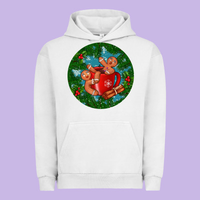 Gingerbread Men With Hot Chocolate Urban Hoodie Designed By Bundleandbundleshop