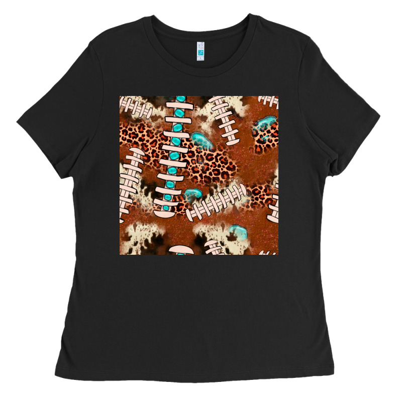 Football Leopard Gemstone Seamless Pattern Ladies Tee by JahusDesignShop | Teevron