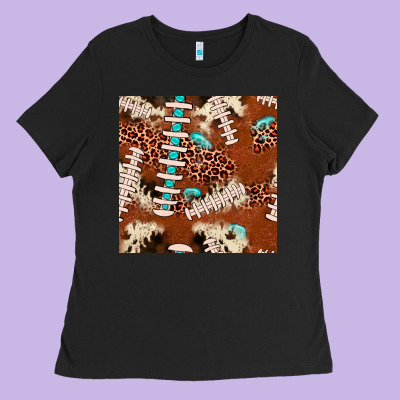 Football Leopard Gemstone Seamless Pattern Ladies Tee Designed By Jahusdesignshop