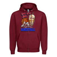 Burgundy Grab your joe let's go Basketball Zipper Hoodie - NancyCooperArtShop