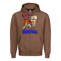 Chestnut Grab your joe let's go Basketball Zipper Hoodie - NancyCooperArtShop