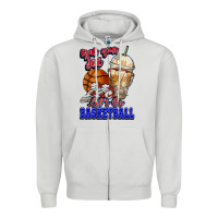 Dove Grey Grab your joe let's go Basketball Zipper Hoodie - NancyCooperArtShop