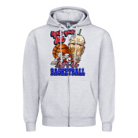Heather Grey Grab your joe let's go Basketball Zipper Hoodie - NancyCooperArtShop
