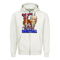 Oatmeal Heather Grab your joe let's go Basketball Zipper Hoodie - NancyCooperArtShop