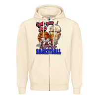 Sandshell Grab your joe let's go Basketball Zipper Hoodie - NancyCooperArtShop