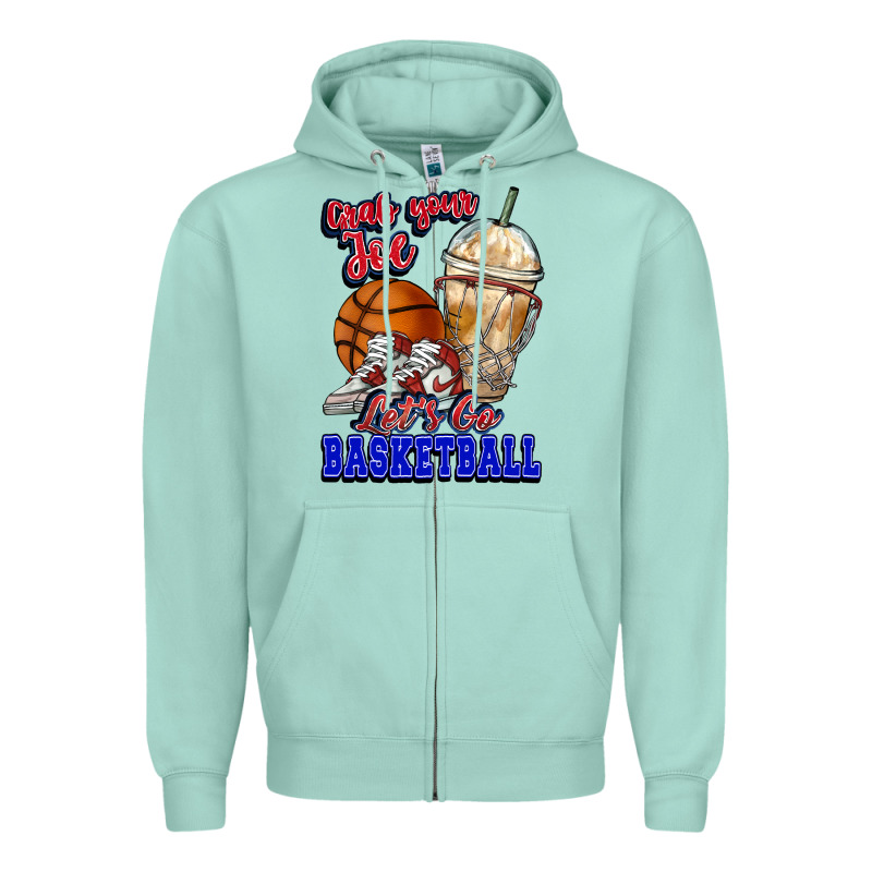 Grab Your Joe Let's Go Basketball Zipper Hoodie by NancyCooperArtShop | Teevron
