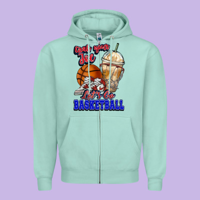 Grab Your Joe Let's Go Basketball Zipper Hoodie Designed By Nancycooperartshop