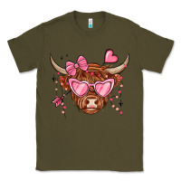 Army Green valentines day long haired cow Classic Tee - MaliasSmallBusiness