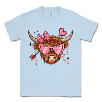 Dusty Blue valentines day long haired cow Classic Tee - MaliasSmallBusiness