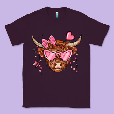 Valentines Day Long Haired Cow Classic Tee Designed By Maliassmallbusiness