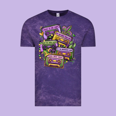 Mardi Gras Cassette Tapes Vintage Tee Designed By Maliassmallbusiness