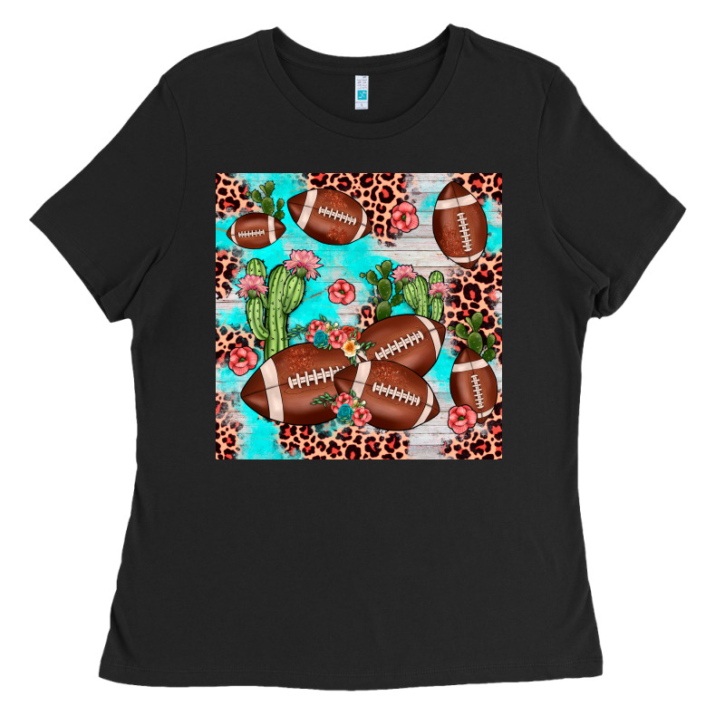 Football Leopard Cactus Seamless Pattern Ladies Tee by JahusDesignShop | Teevron