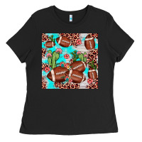 Black football leopard cactus seamless pattern Ladies Tee - JahusDesignShop