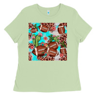 Matcha football leopard cactus seamless pattern Ladies Tee - JahusDesignShop
