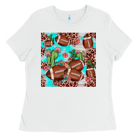 White football leopard cactus seamless pattern Ladies Tee - JahusDesignShop
