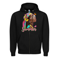 Black summer afro Zipper Hoodie - NancyCooperArtShop