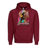 Burgundy summer afro Zipper Hoodie - NancyCooperArtShop
