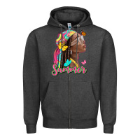Charcoal Heather summer afro Zipper Hoodie - NancyCooperArtShop