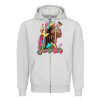 Dove Grey summer afro Zipper Hoodie - NancyCooperArtShop