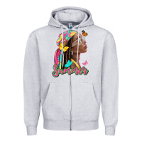 Heather Grey summer afro Zipper Hoodie - NancyCooperArtShop