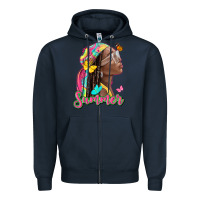 Navy summer afro Zipper Hoodie - NancyCooperArtShop